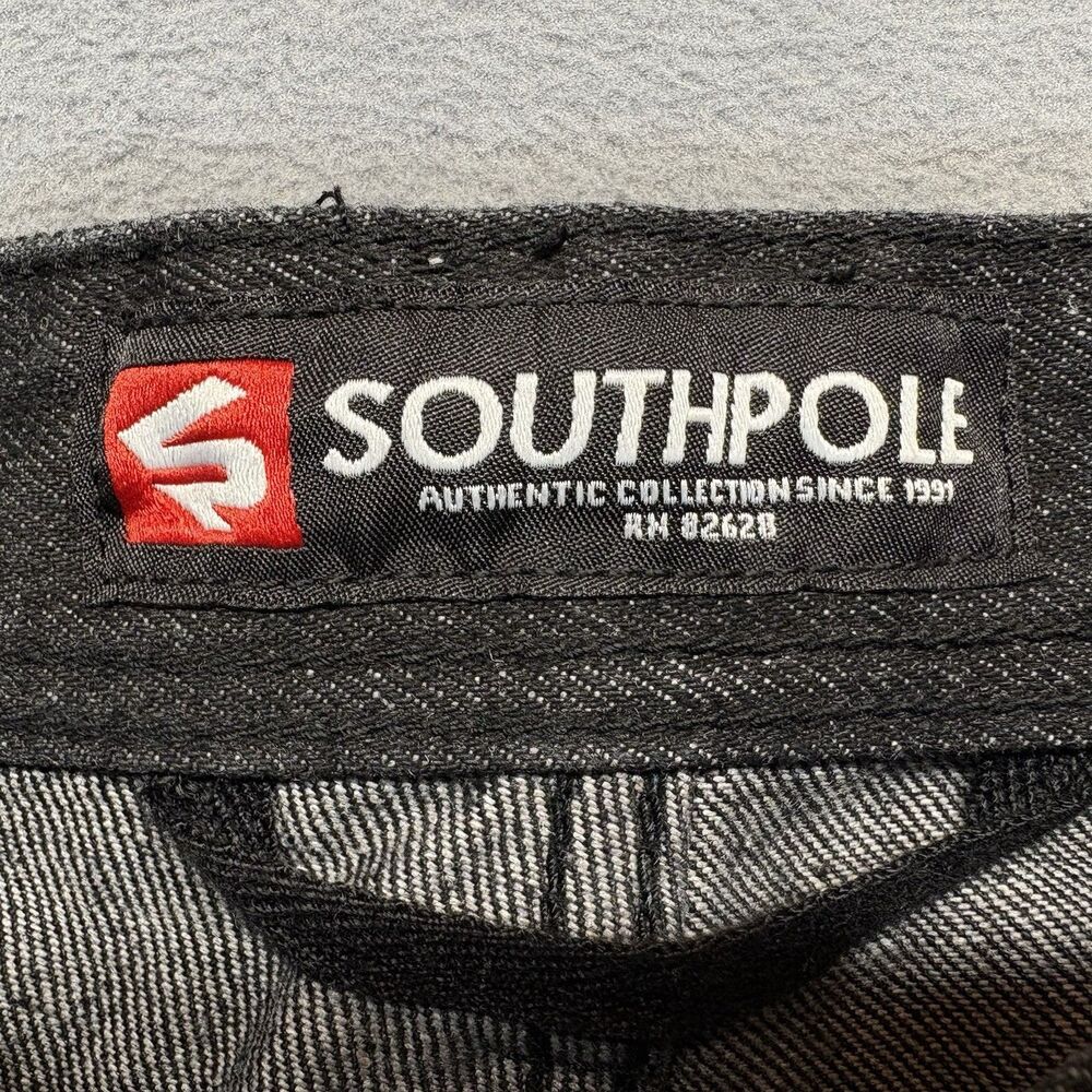 Southpole Mens Moto Jeans Size 34 Cotton Blend 5-Pocket Straight Leg Black - Picture 6 of 11